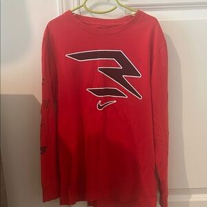Nike Medium (8-10) Kids Red Graphic Long Sleeve Tee